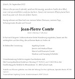 Todesanzeige Jean-Pierre Comte, Zürich