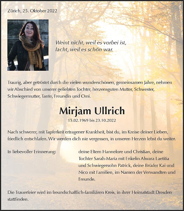 Obituary Mirjam Ullrich, Sagogn