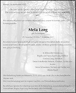 Obituary Meta Lang, Weesen