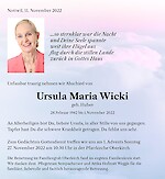 Avis de décès Ursula Maria Wicki, Nottwil