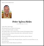 Avis de décès Peter Spiess-Helm, Basel