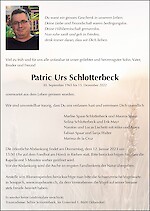 Todesanzeige Patric Urs Schlotterbeck, Breitenbach