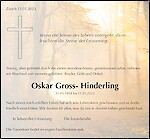 Todesanzeige Oskar Gross- Hinderling, Zürich