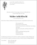 Obituary Walter Aebi-Hirschi, Uitikon Waldegg