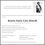 Obituary Renata Maria Götz-Bianchi, Ebikon