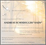 Necrologio ANDREAS SCHEIDEGGER "ANDY"