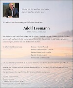 Obituary Adolf Leemann, Küsnacht