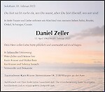 Avis de décès Daniel Zeller, Solothurn