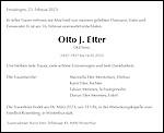 Avis de décès Otto J. Etter, Ermatingen