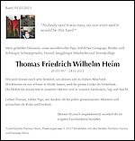 Avis de décès Thomas Friedrich Wilhelm Heim, Basel