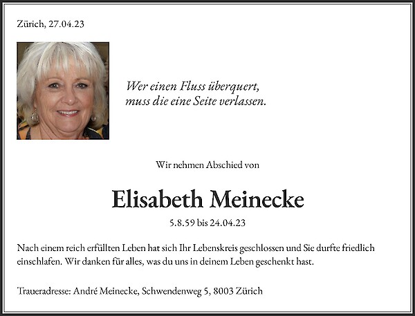Avis de décès de Elisabeth Meinecke