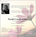 Avis de décès Natalie Camilla Kühne, Zürich