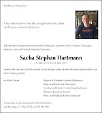 Todesanzeige Sacha Stephan Hartmann