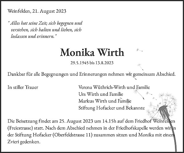 Obituary Monika Wirth