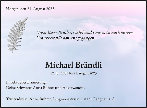 Obituary Michael Brändli