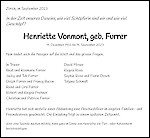 Necrologio Henriette Vonmont, geb. Furrer