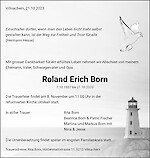 Todesanzeige Roland Erich Born, Villnachern