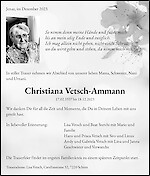 Obituary Christiana Vetsch-Ammann