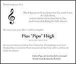 Obituary Pius "Pipo" Hügli