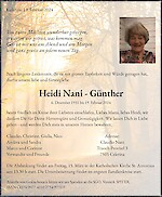 Necrologio Heidi Nani - Günther, Celerina