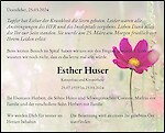 Todesanzeige Esther Huser, Domdidier