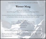 Todesanzeige Werner Maag, Regensdorf