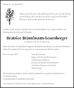 Avis de décès Beatrice Brönnimann-Leuenberger