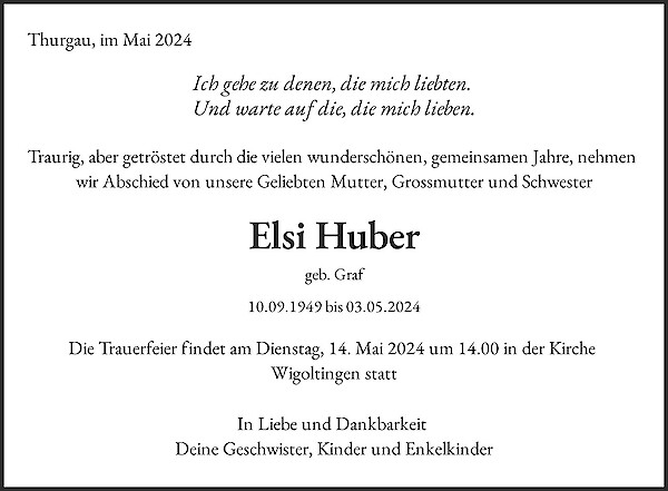 Avis de décès de Elsi Huber