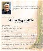 Todesanzeige Martin Bigger-Müller