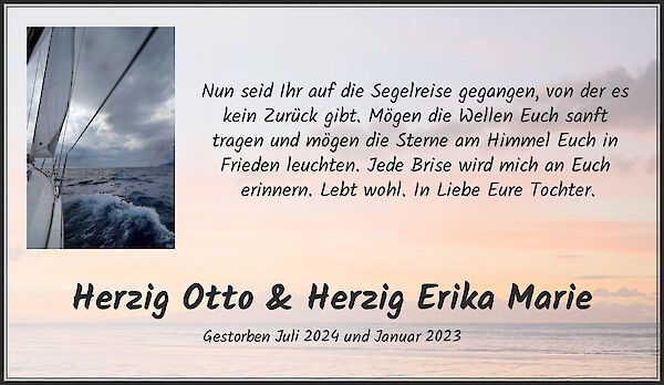 Todesanzeige von Herzig Otto & Herzig Erika Marie