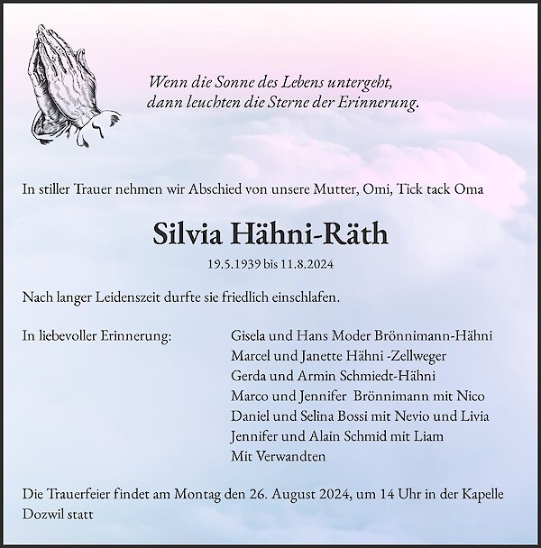 Obituary Silvia Hähni-Räth