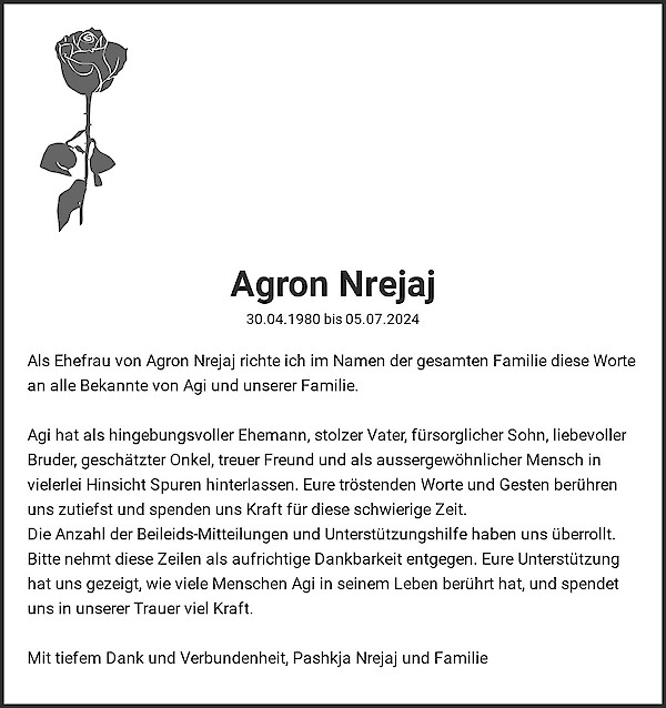 Obituary Agron Nrejaj