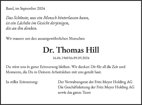 Obituary Dr. Thomas Hill