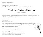 Todesanzeige Christine Steiner-Henssler, Birsfelden