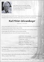 Todesanzeige Karl Müller-Wiesendanger