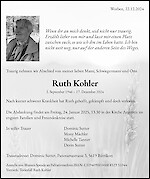 Todesanzeige Ruth Kohler