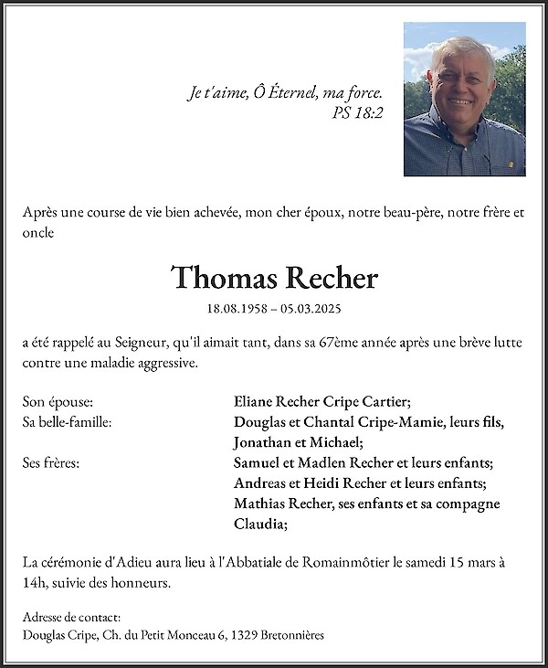 Necrologio Thomas Recher