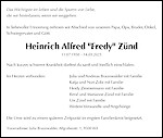 Todesanzeige Heinrich Alfred "Fredy" Zünd