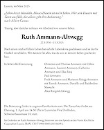 Todesanzeige Ruth Ammann-Altwegg